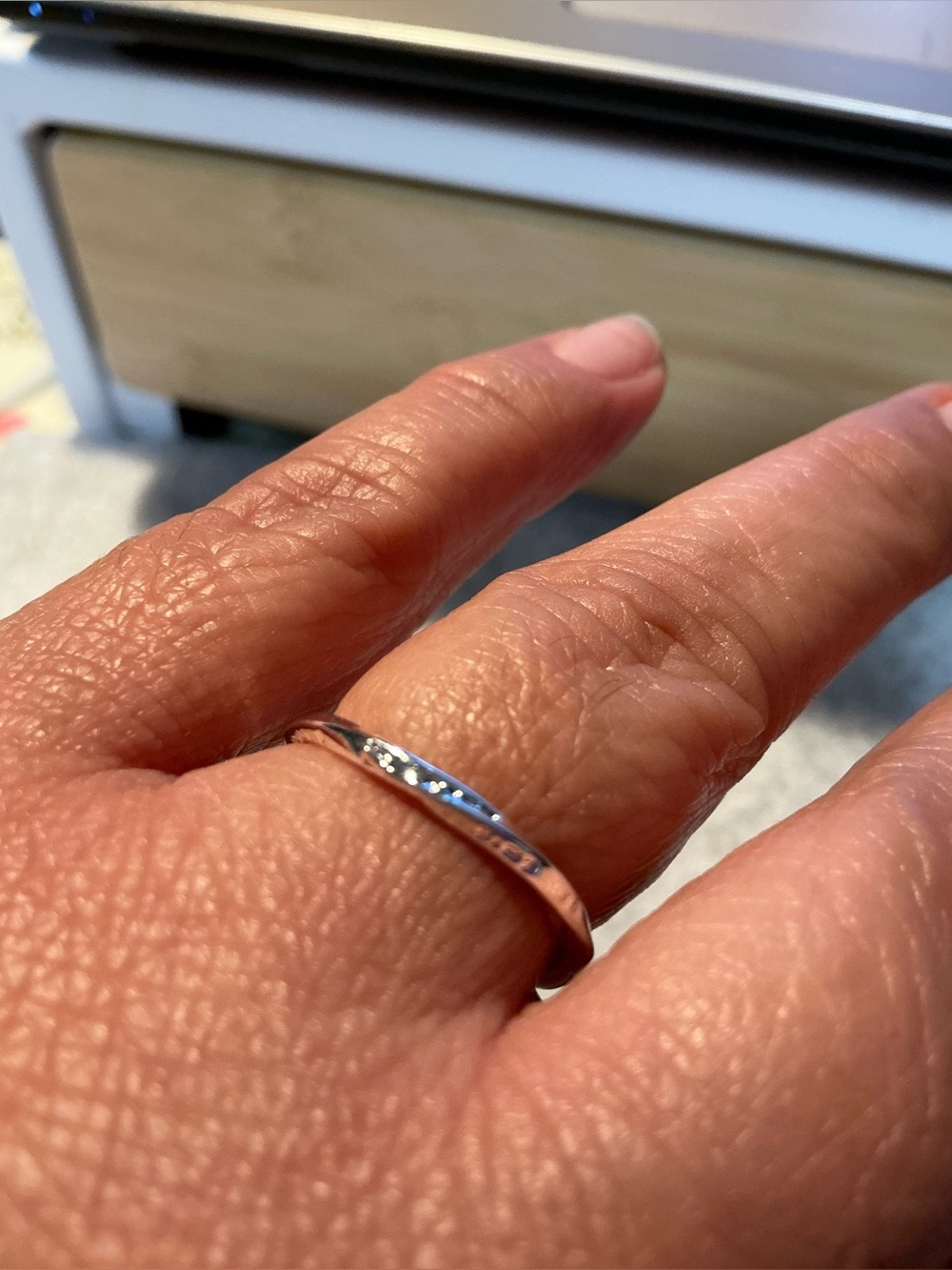 2388-79 Minimalist Sterling Silver Textured Twist Ring (Adjustable)